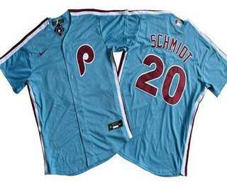 Men%27s Philadelphia Phillies #20 Mike Schmidt Light Blue Cool Base Jersey->philadelphia phillies->MLB Jersey